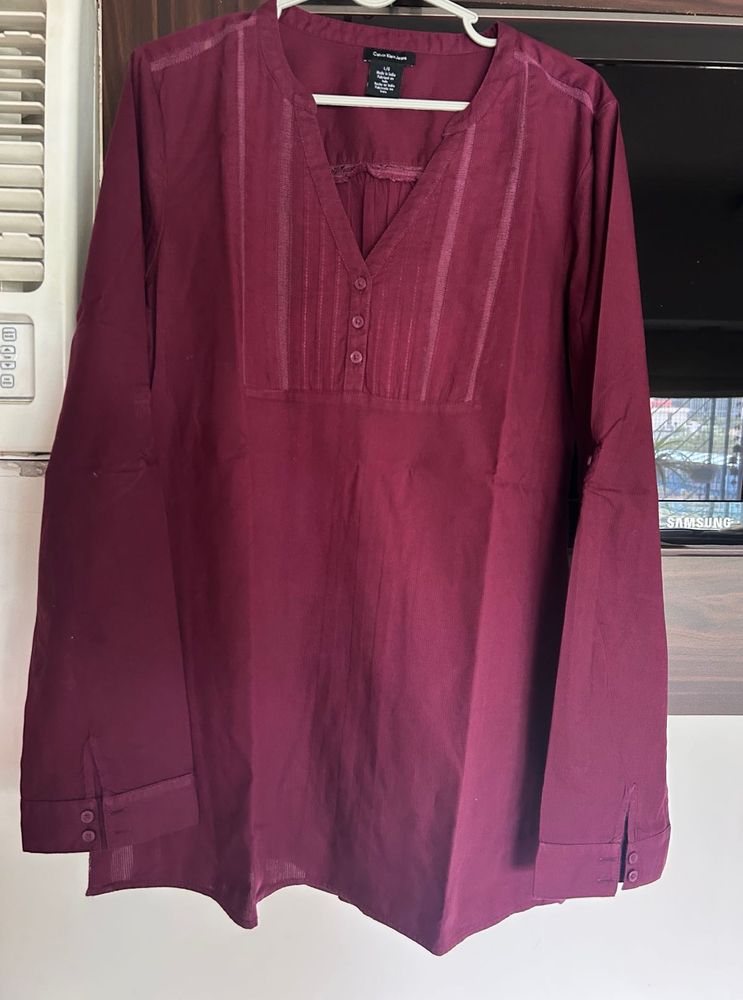 Maroon V-Neck Tunic Kurta