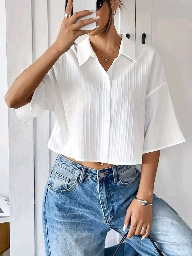 Stylish White Cropped Shirt