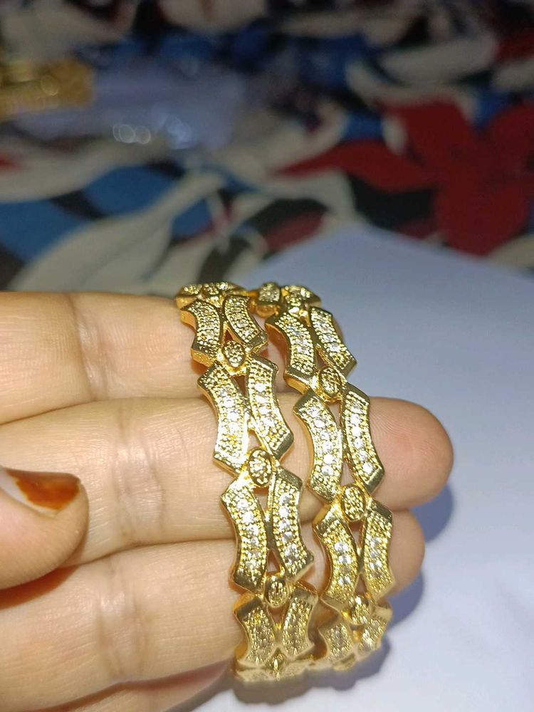 Gold Plated Cz Stone Bangle