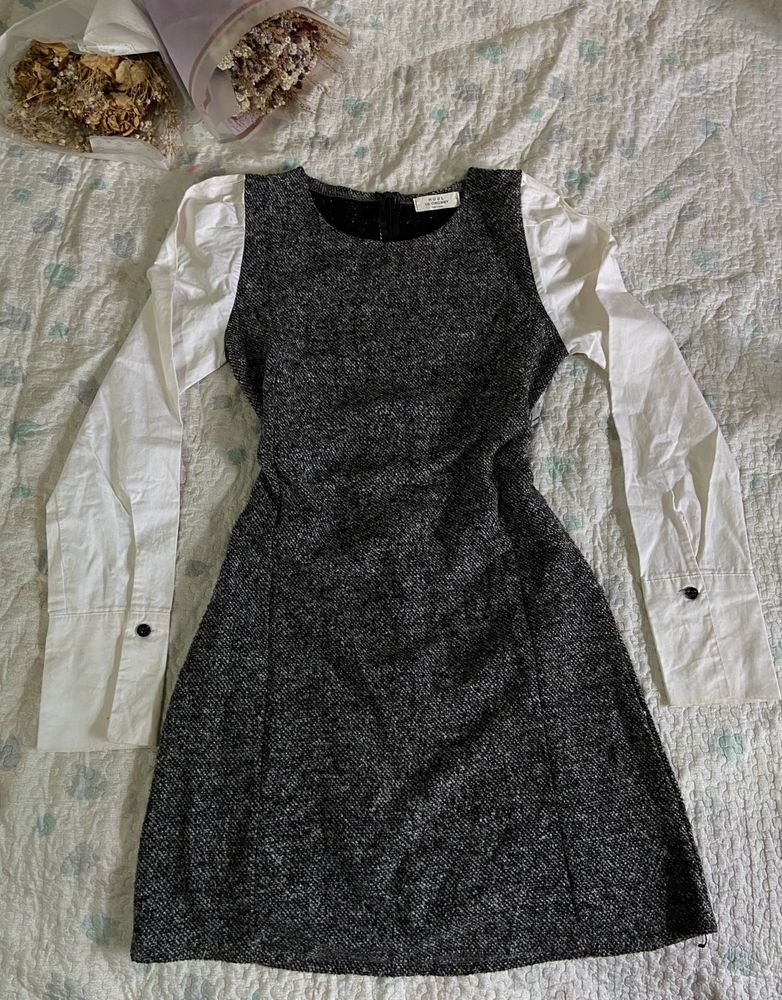 Chic Tweed &amp; White Sleeve Dress