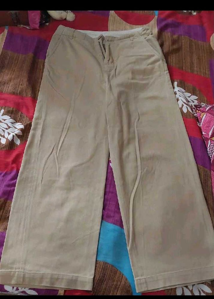 Khaki Wide Leg Trousers