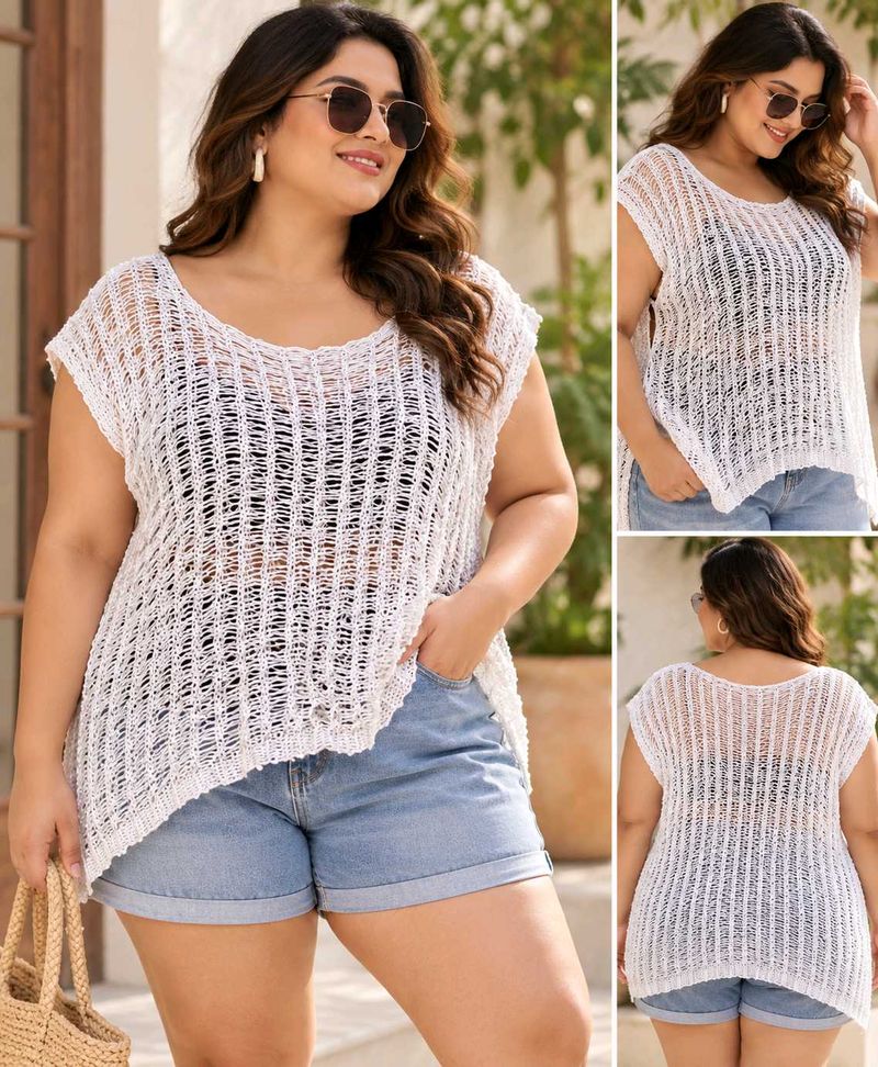 White Crochet Knit Top