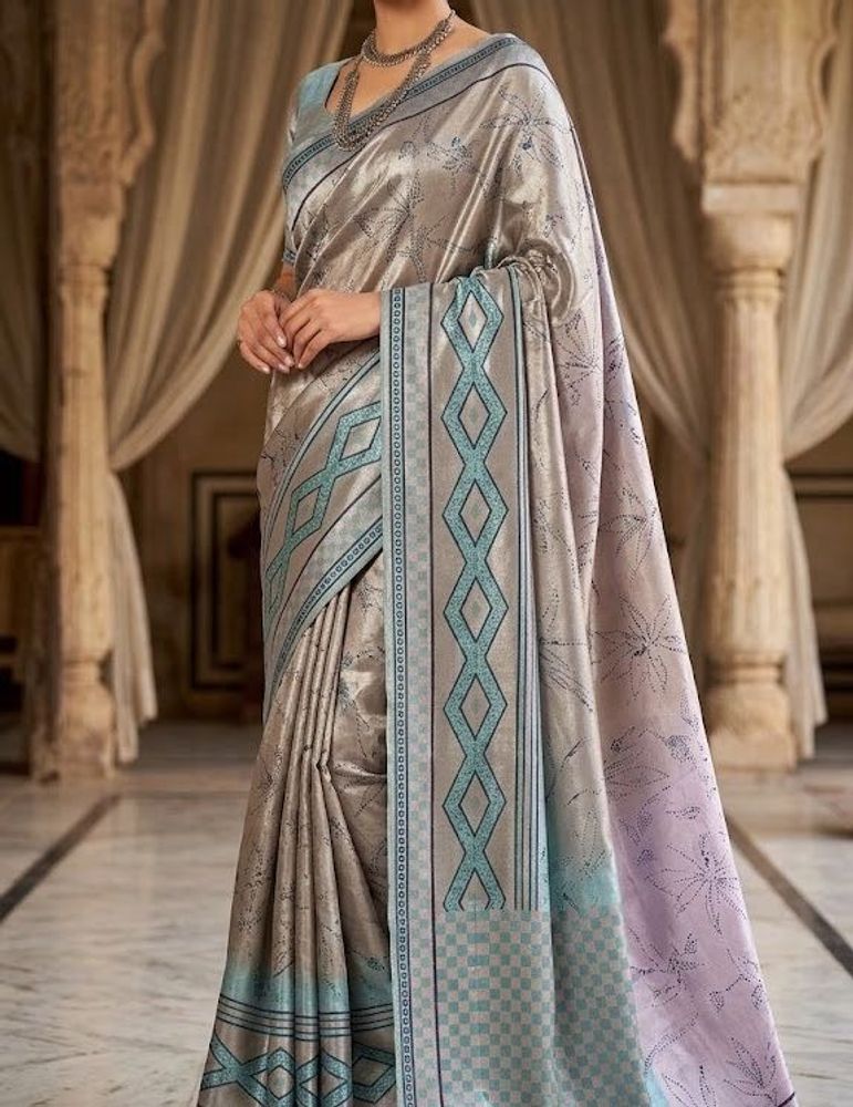 Metallic Silver Saree