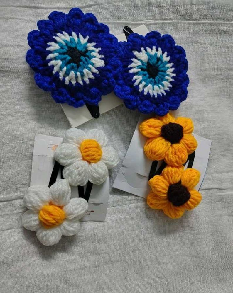 Handmade Crochet Flower Hair Clips