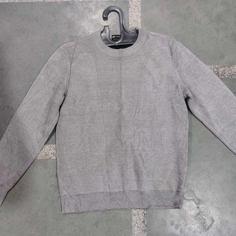 Grey Crewneck Knit Sweater