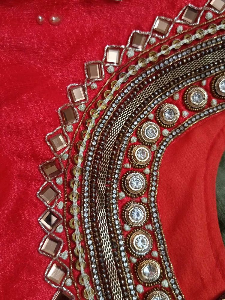 Stunning Red Embellished Blouse