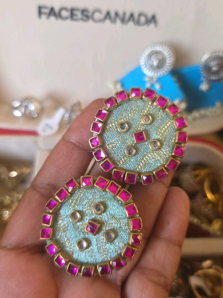 Stunning Blue &amp; Pink Stud Earrings