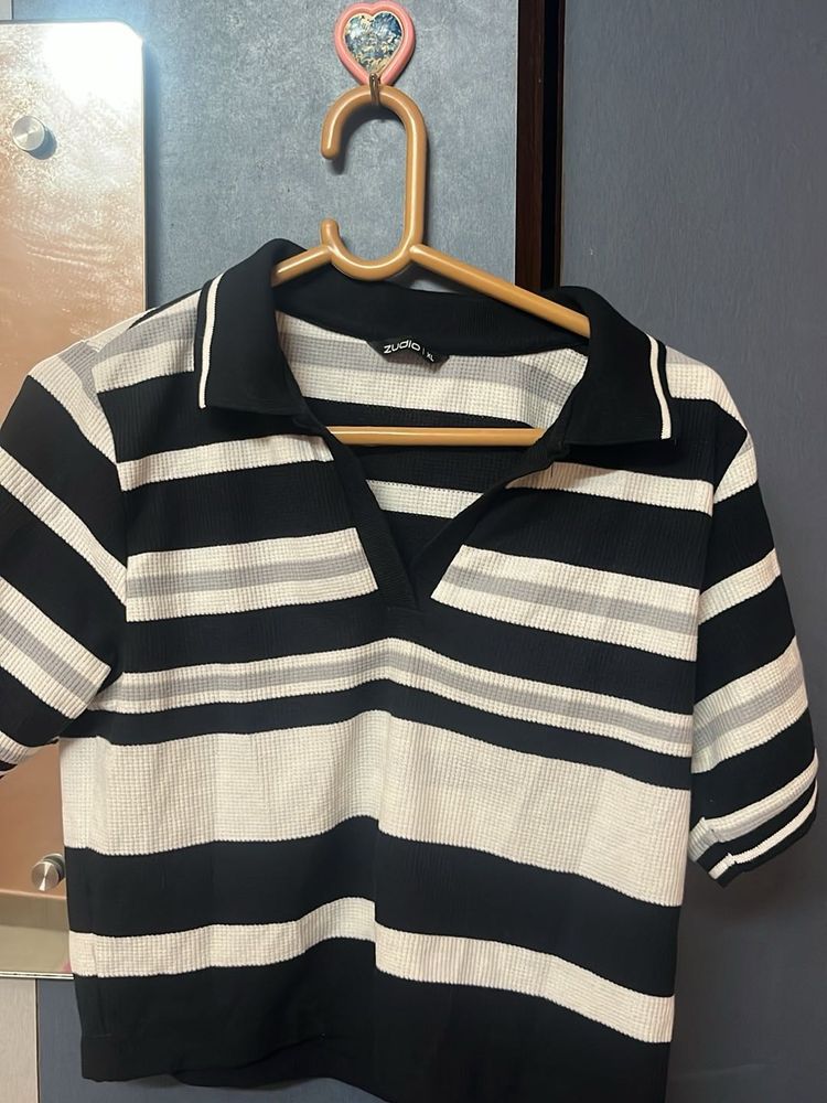 Striped polo T-shirt