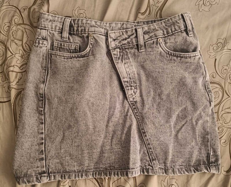 Grey Wash Denim Skirt