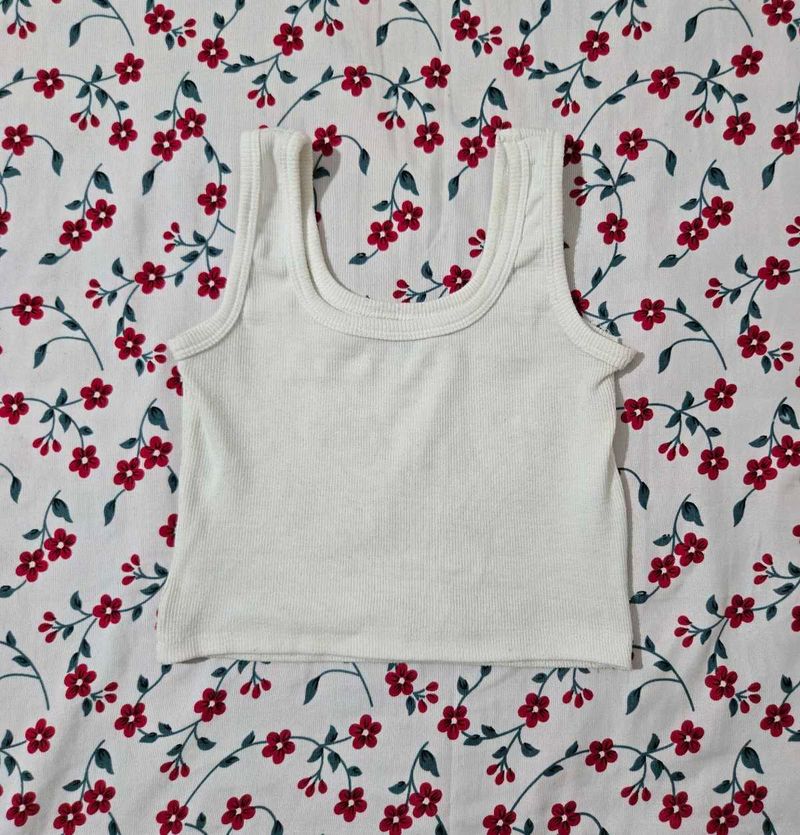 Classic White Ribbed Tank Top