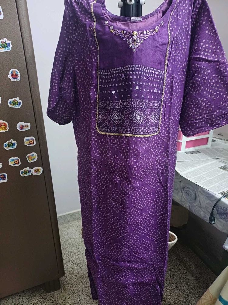 Vibrant Purple Bandhani Kurta