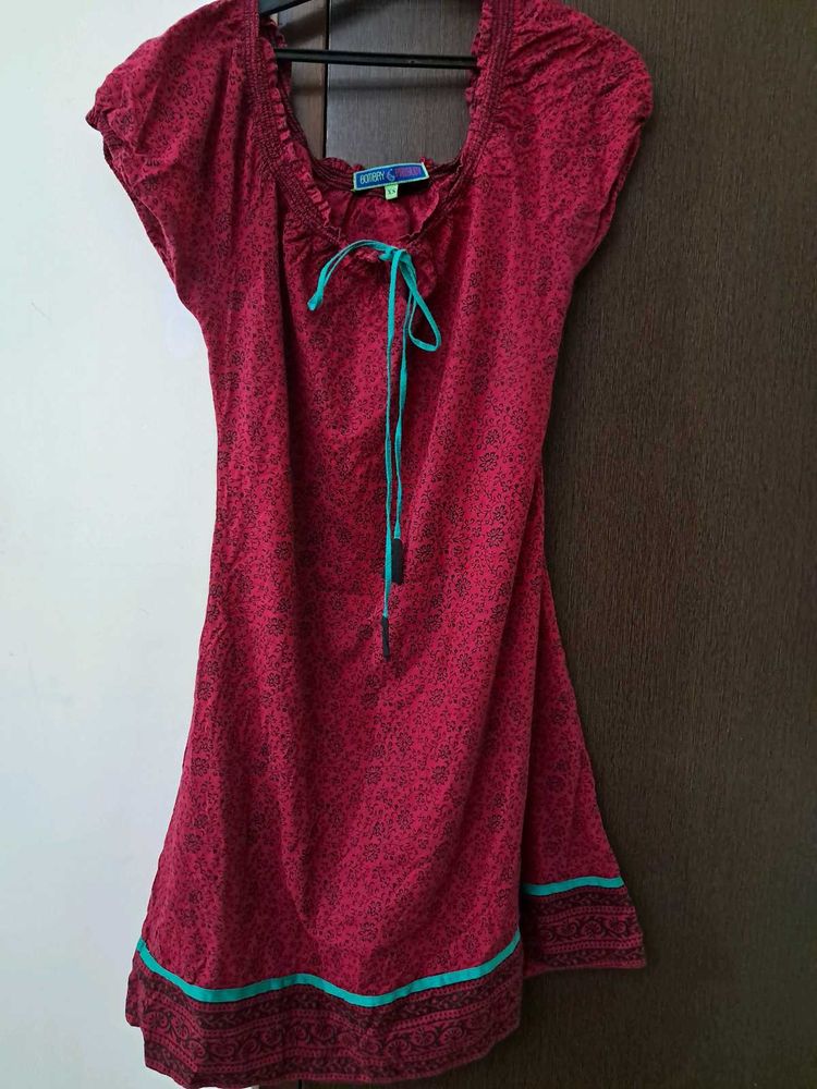 Burgundy Boho Mini Dress