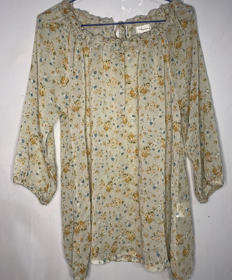Floral Print Peasant Top
