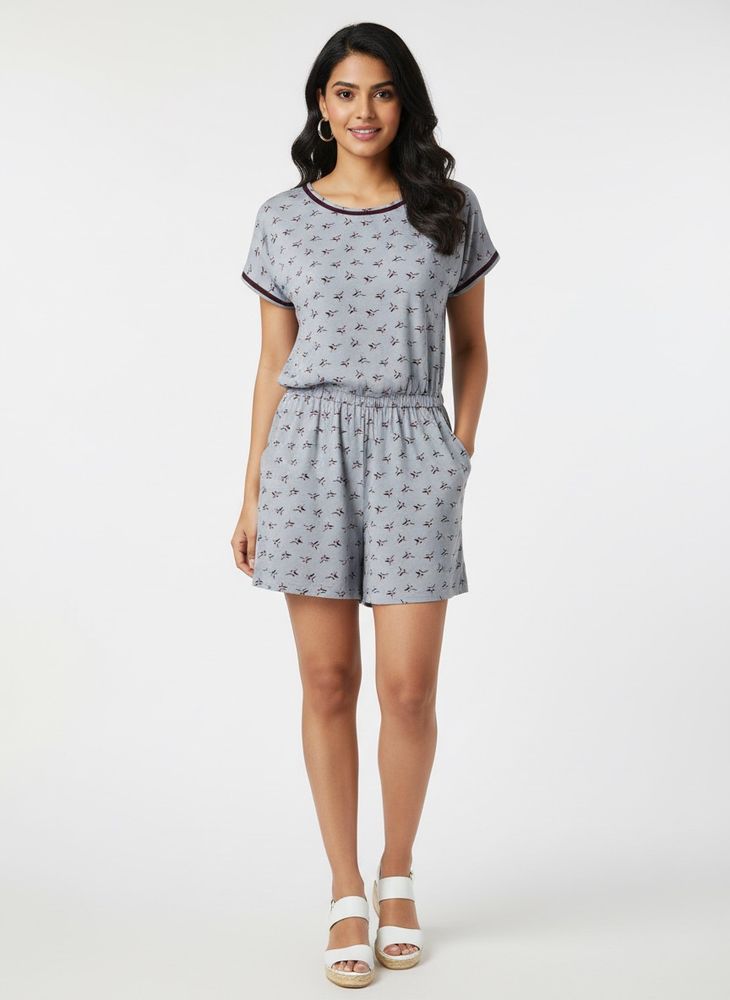 Cute Bird Print Romper