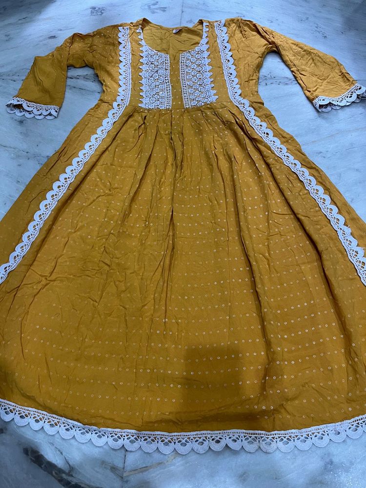 yellow anarkali frock