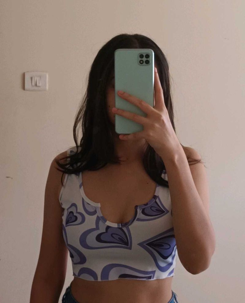 Y2k Heart Print Notch-Neck Tank