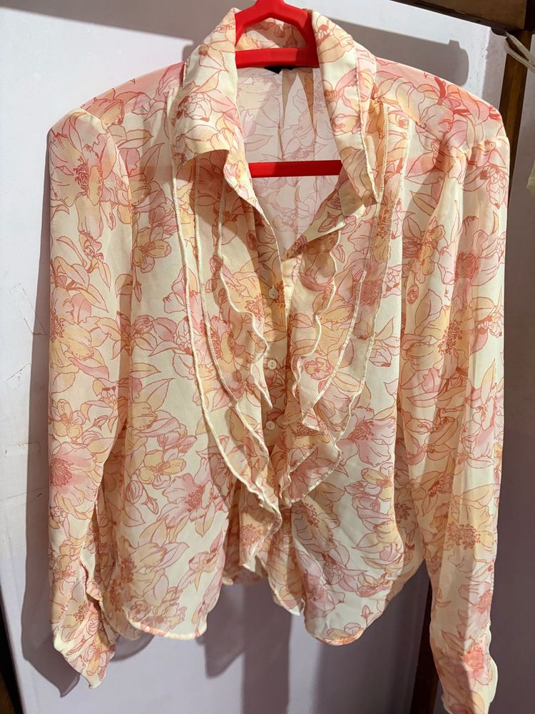Floral print off white top