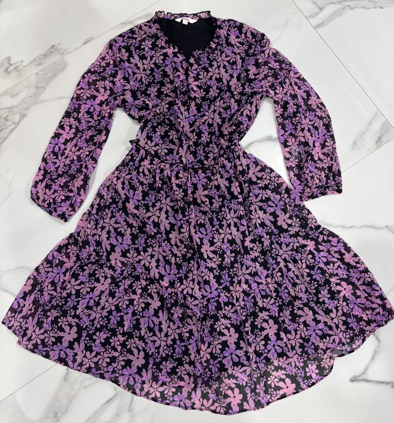 Honey By Pantaloons Purple &amp; Black Floral Printed