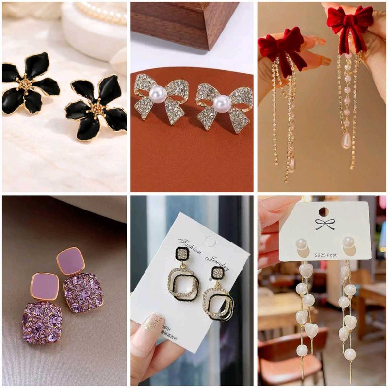 Combo Set of 6 Fashionable Dangle Earrings