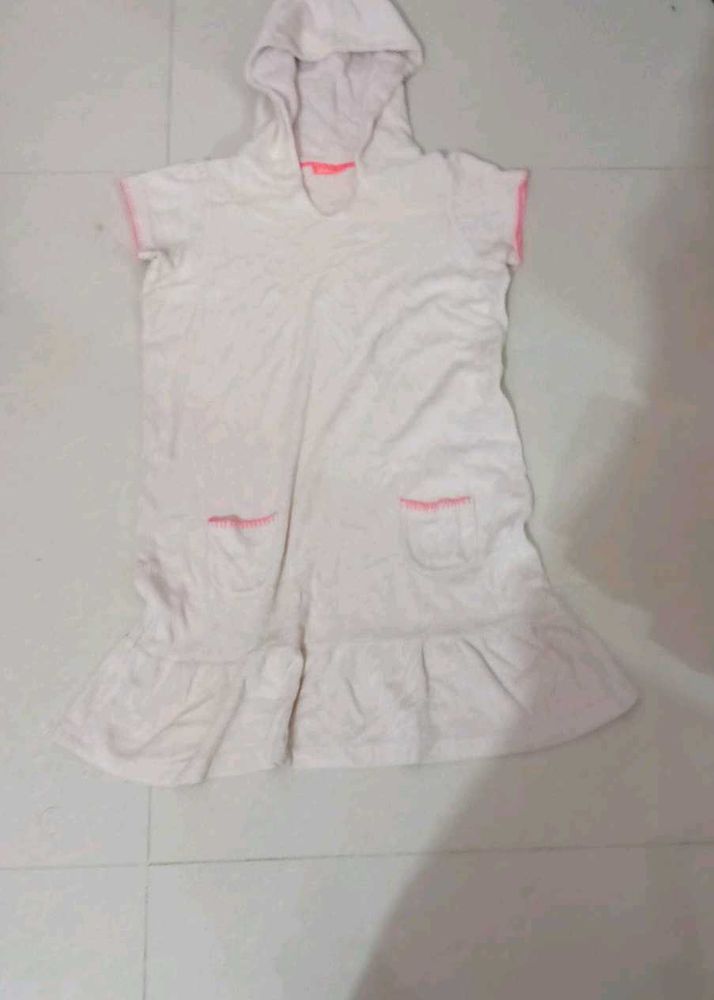 White Hooded Swim Cover-up Dress