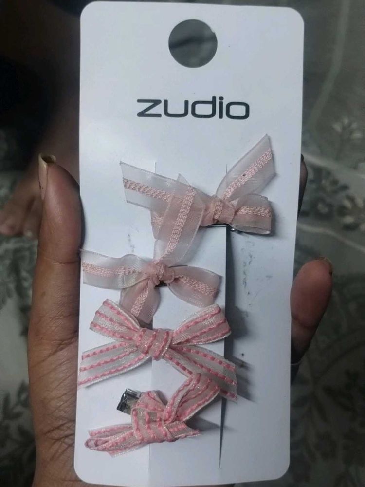 Cute Pink Bow Hair Clips Set