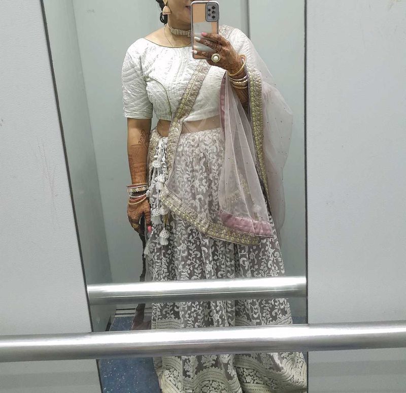 Light Lavender Colored Lehenga Skirt And Dupatta