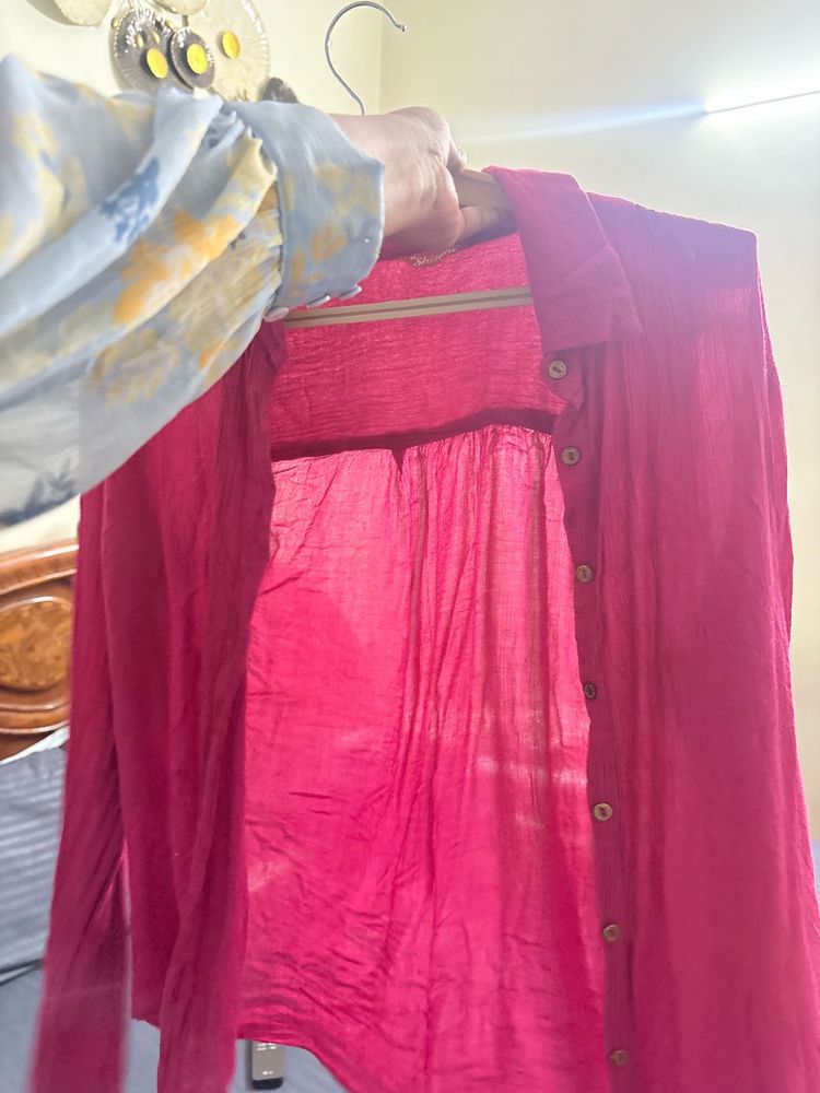 Vibrant Pink Cotton Kurta