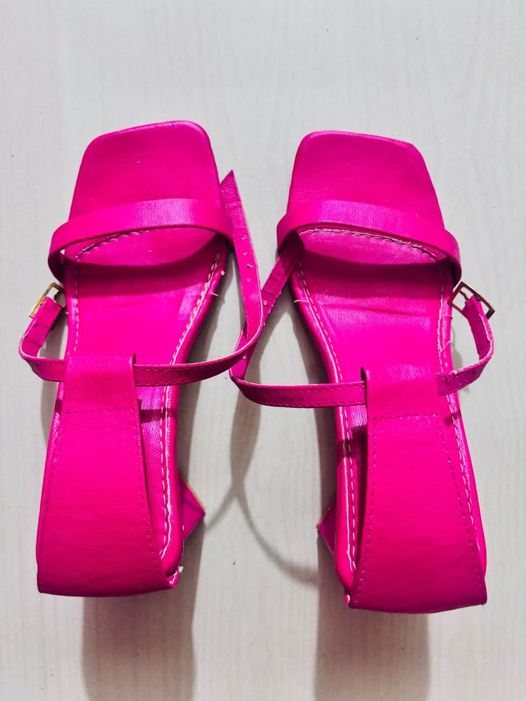 Pink Square Toe Heels