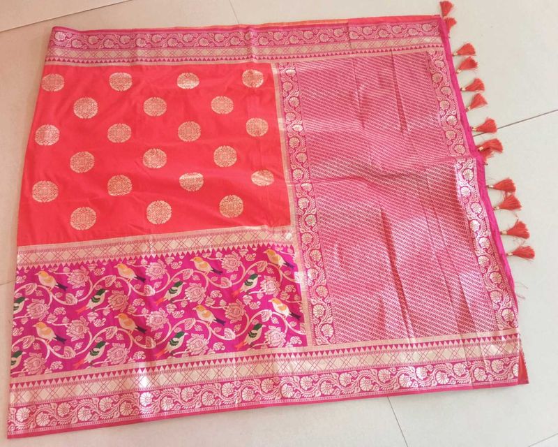 Elegant Orange Banarasi Saree