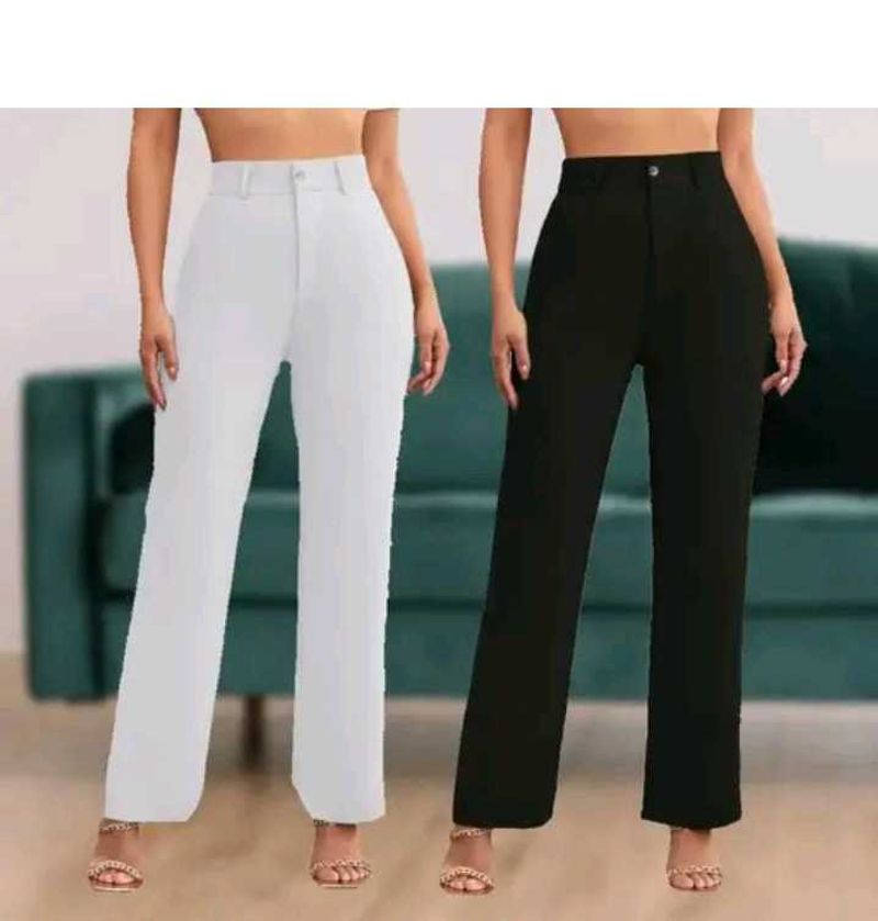 Straight White &amp; Black Trousers