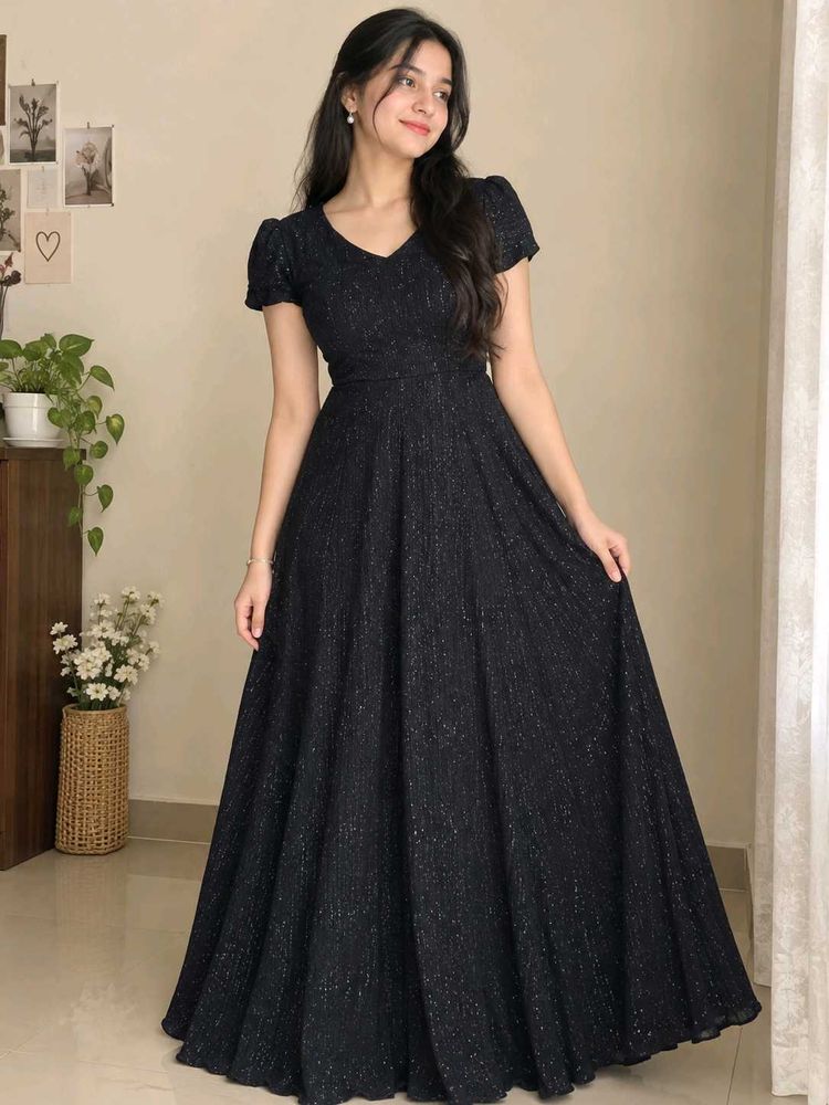 Elegant Black Sparkle Maxi Dress