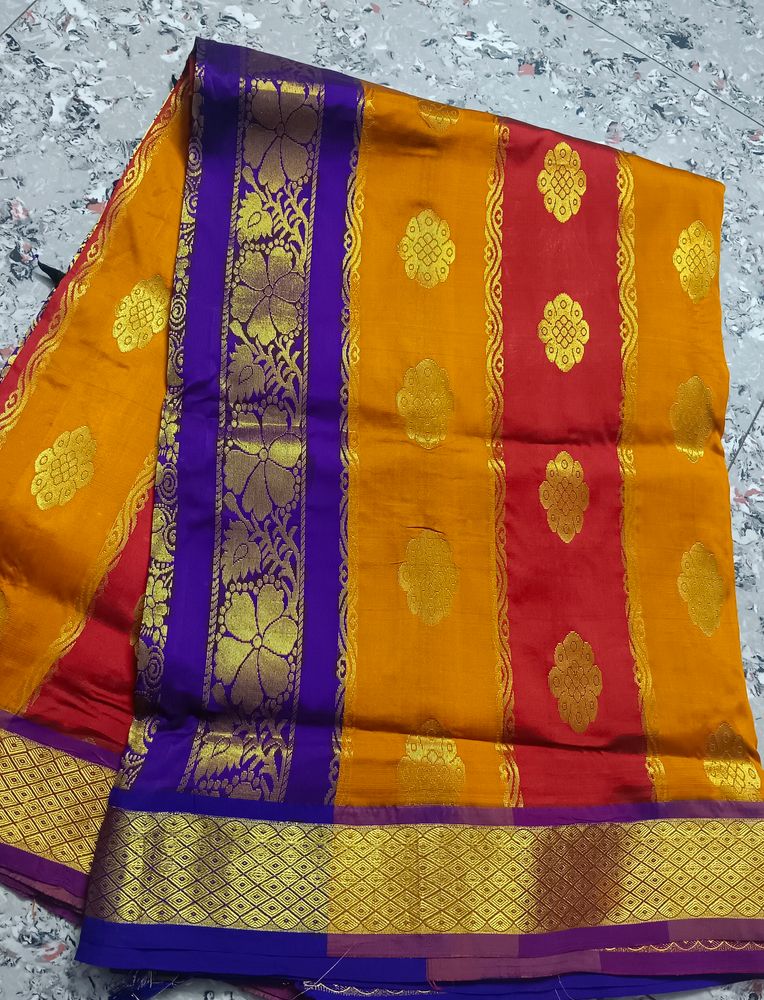 Yellow Nd Red Halfpattu Saree