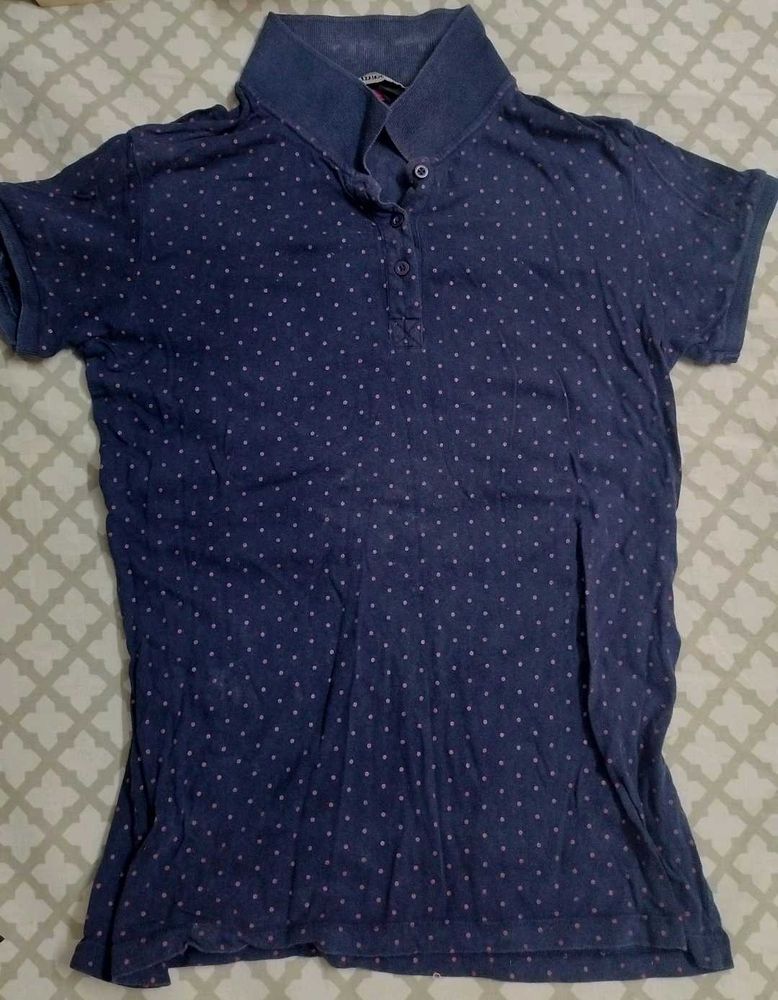 Blue Polka Dot Polo Shirt