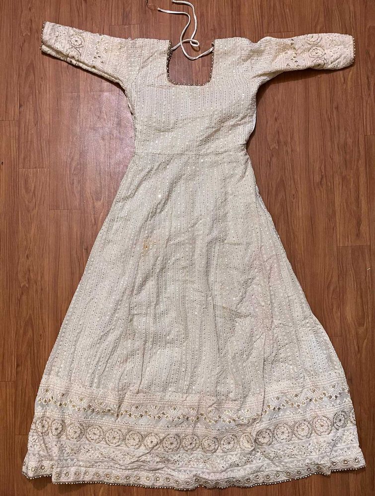 Elegant Off-White Embellished ethnic gown