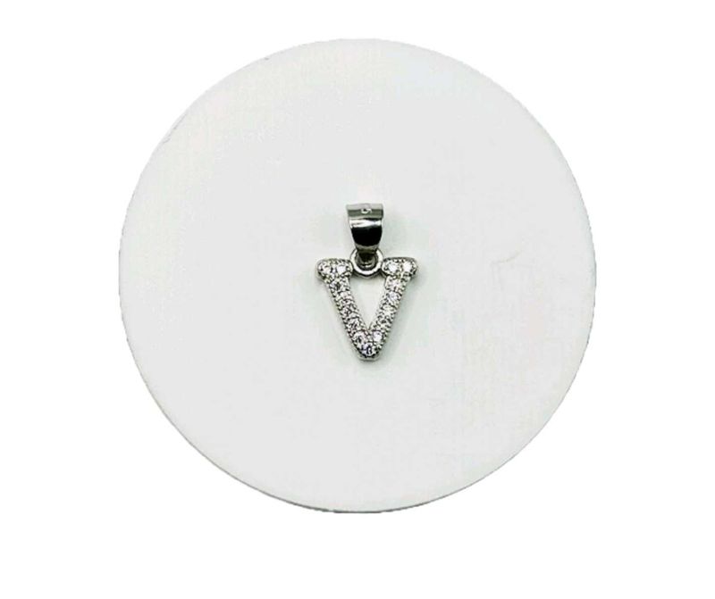 V Initial Silver Pendant