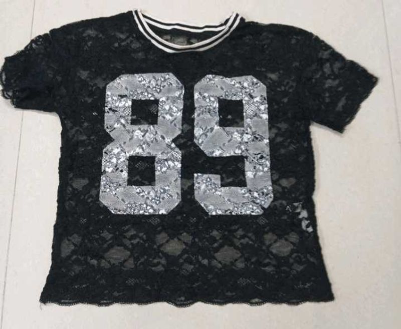 Sheer Lace "89" Graphic T-Shirt