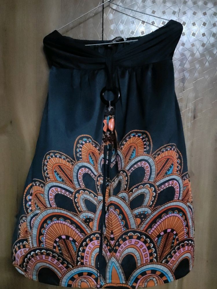 Patterned Strapless Mini Dress