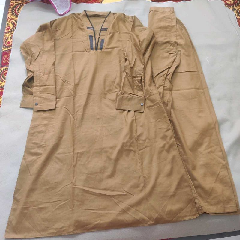Men's Brown Kurta with Pants