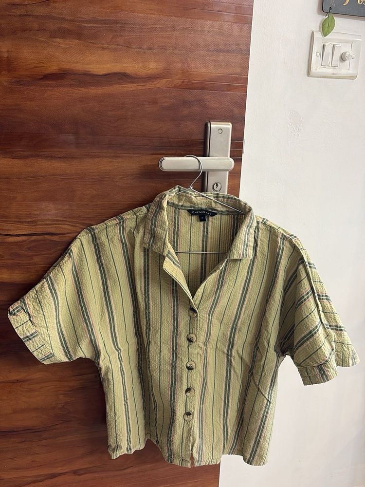 Striped Button-Up Cropped Top