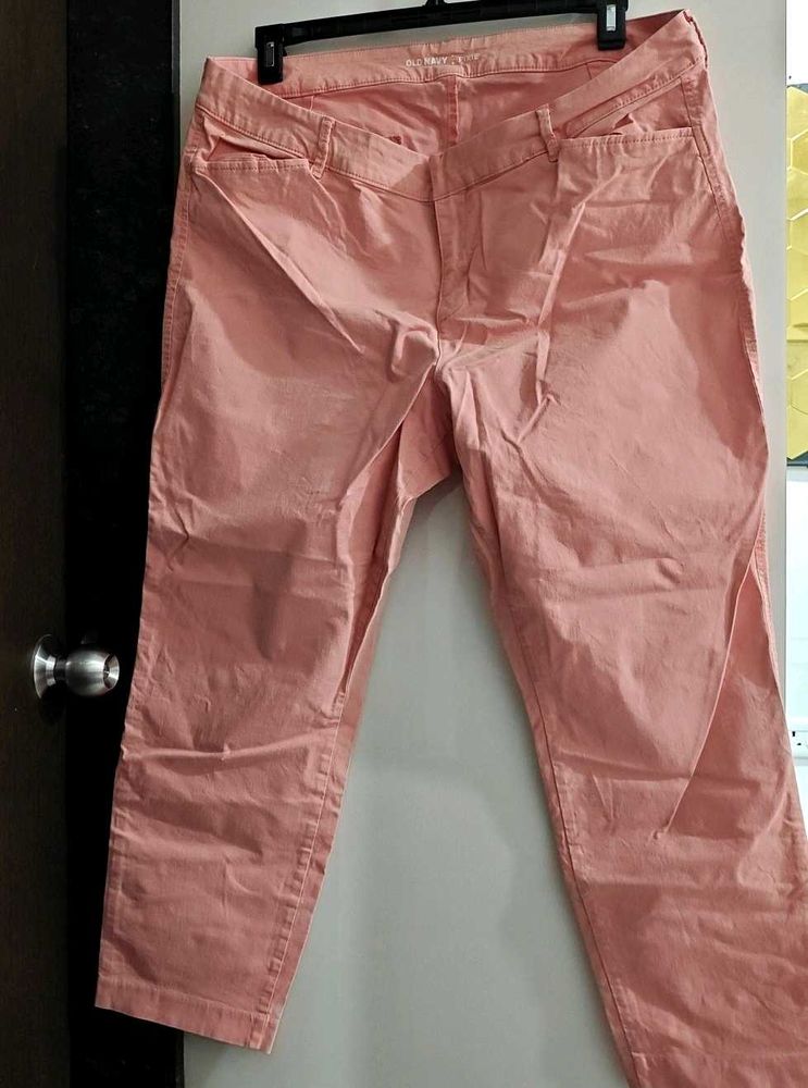 Chic Peach Denim Trousers