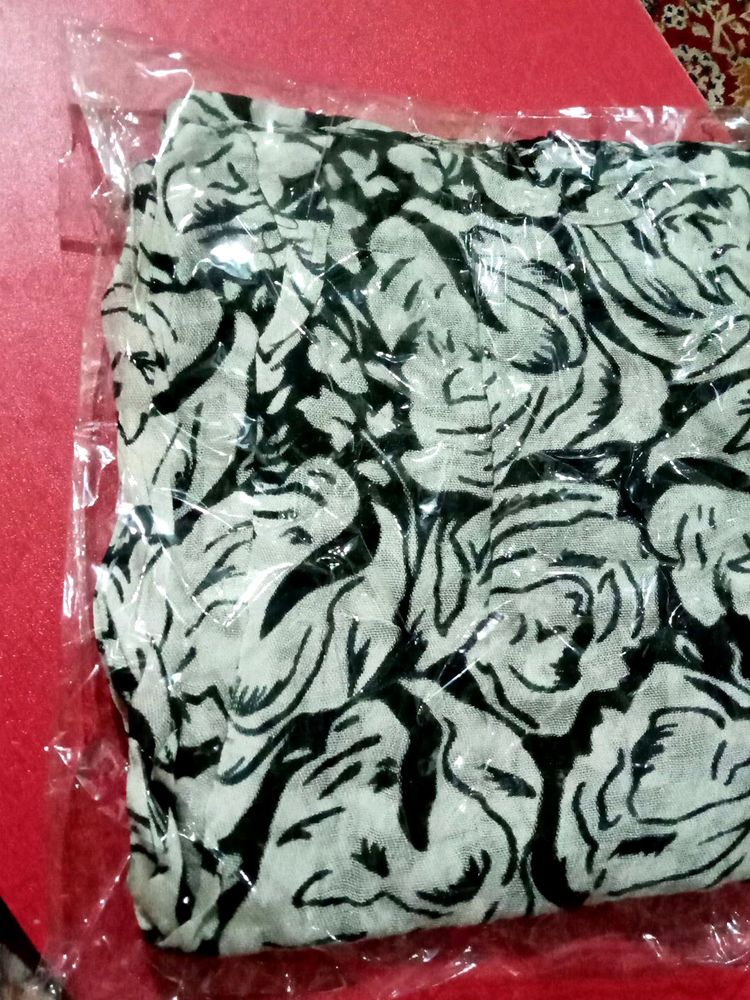 Black Flower Stole Dupatta Scarf