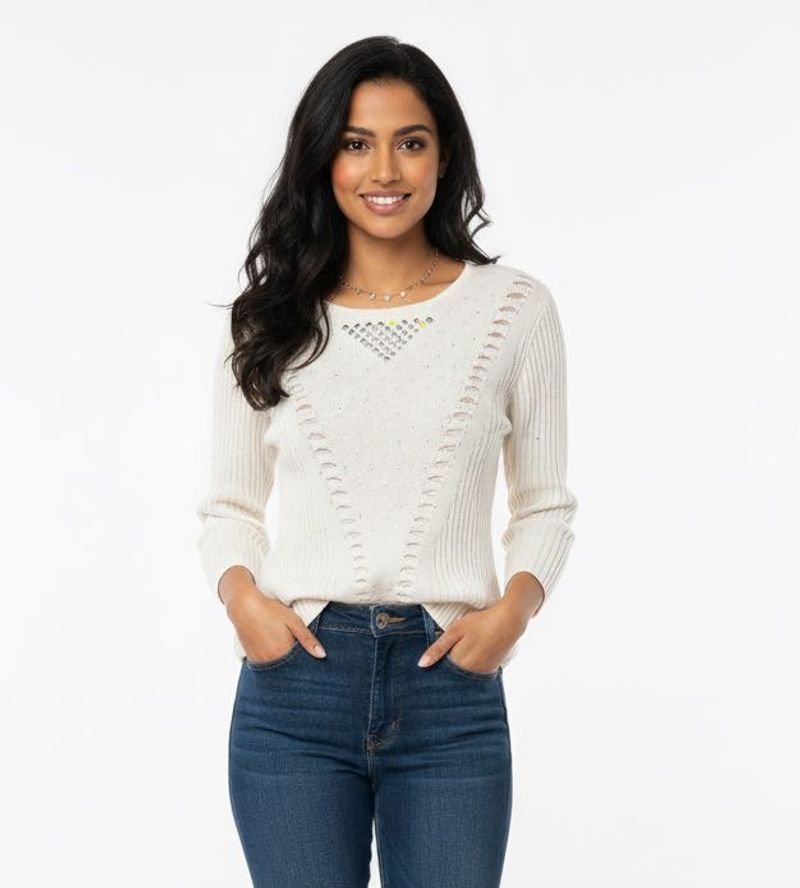 Stylish Cream Knit Sweater