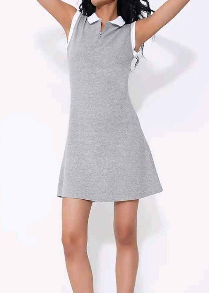 Sleeveless Polo Collar Dress