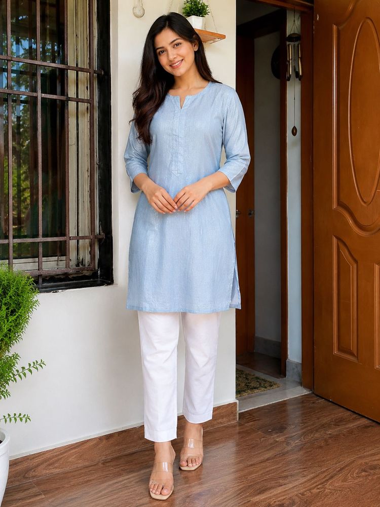 Light Blue Textured Kurta