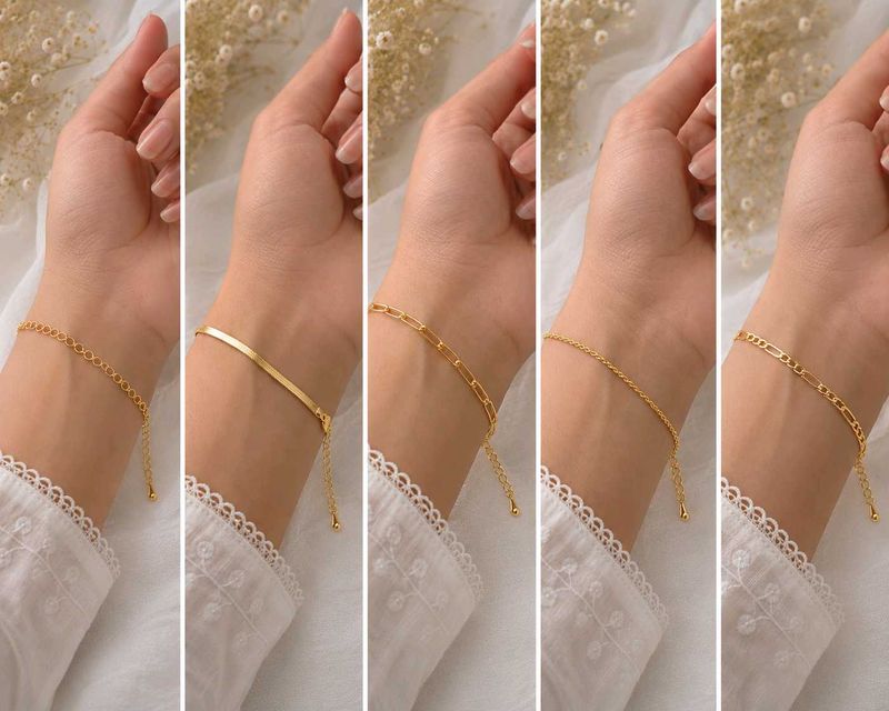 Elegant Gold Chain Bracelets Set