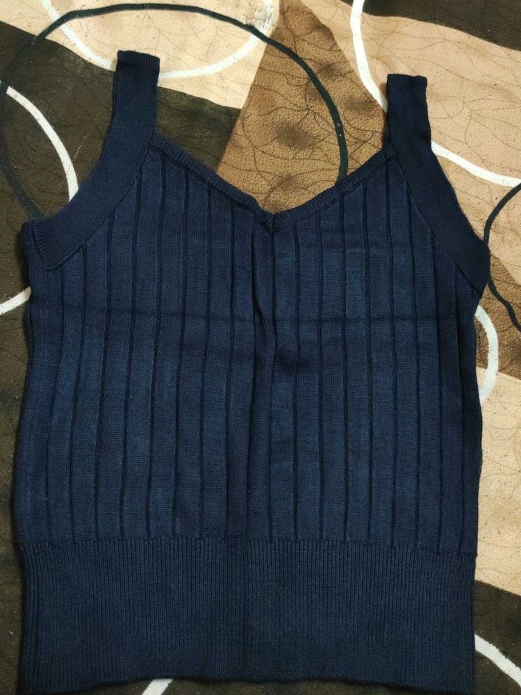 Navy Blue Ribbed Tank Top