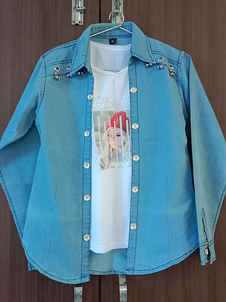 Denim Shirt Like Top