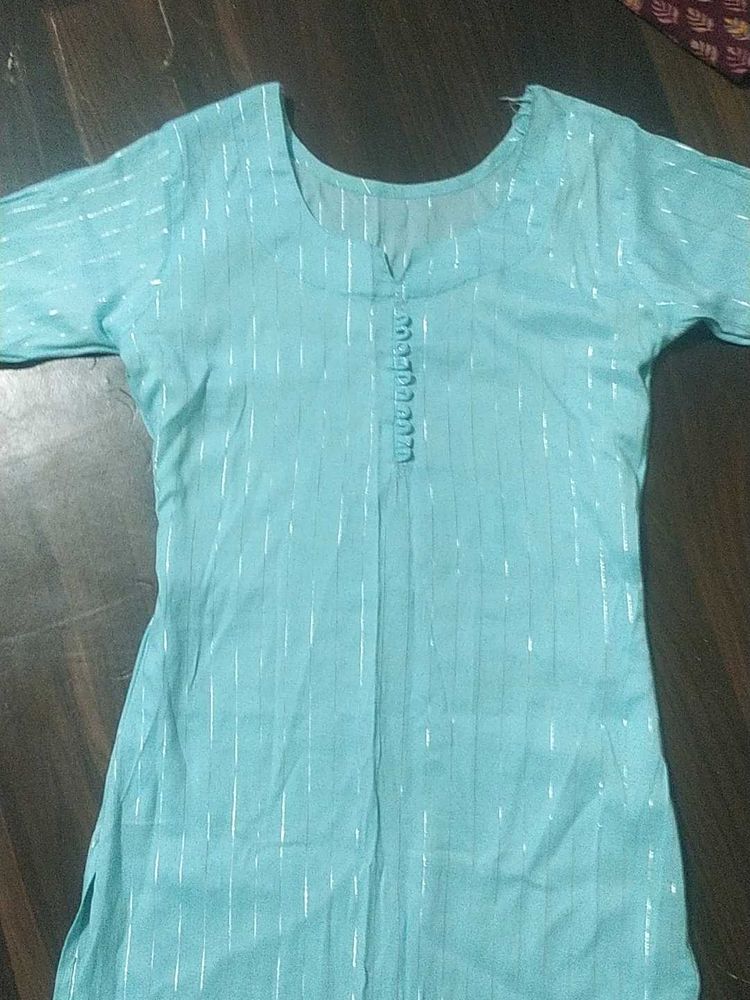 Blue Kurta with Silver Stripes