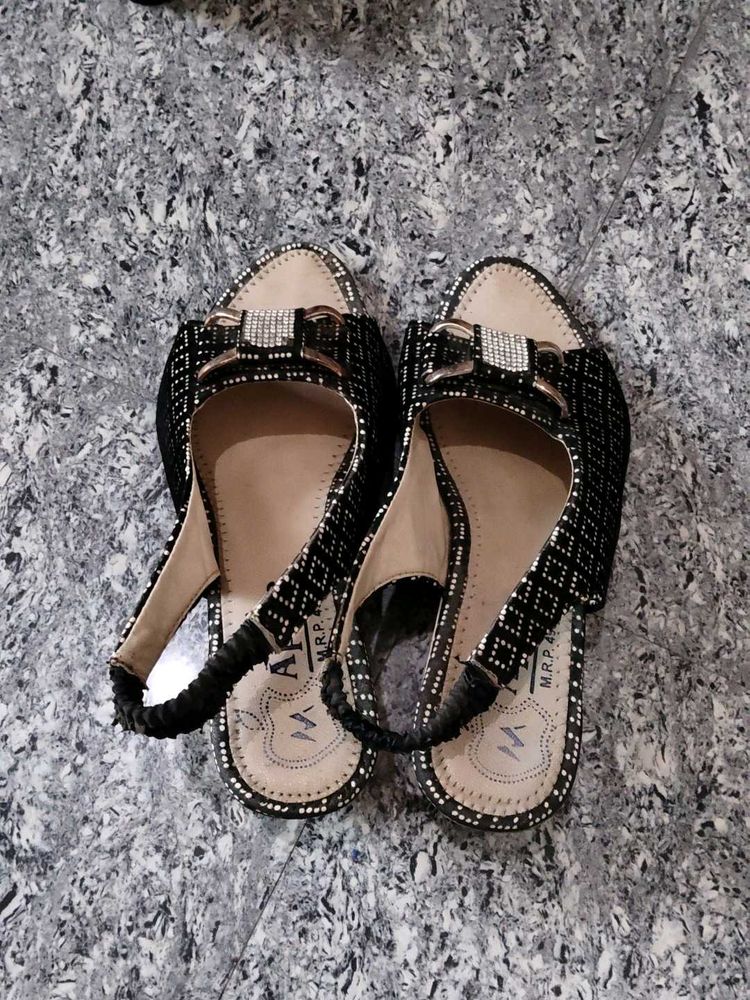 Stylish Black Embellished Sandals