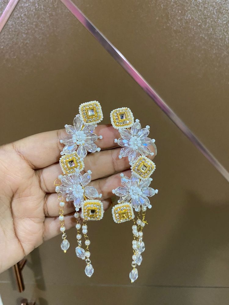 Designer Crystal Floral Dangle Earrings